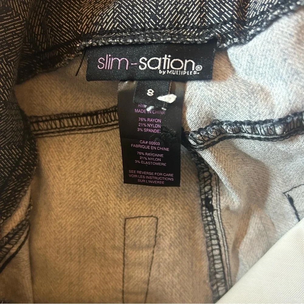 Slimsation by Multiples Pull On Herringbone Print Pants Size 8